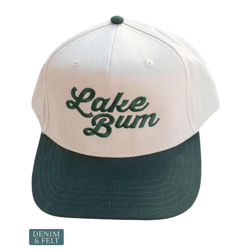 NEW Otto Lake Bum Snapback Hat Cream Green Mid Profile Classic Fit Cap